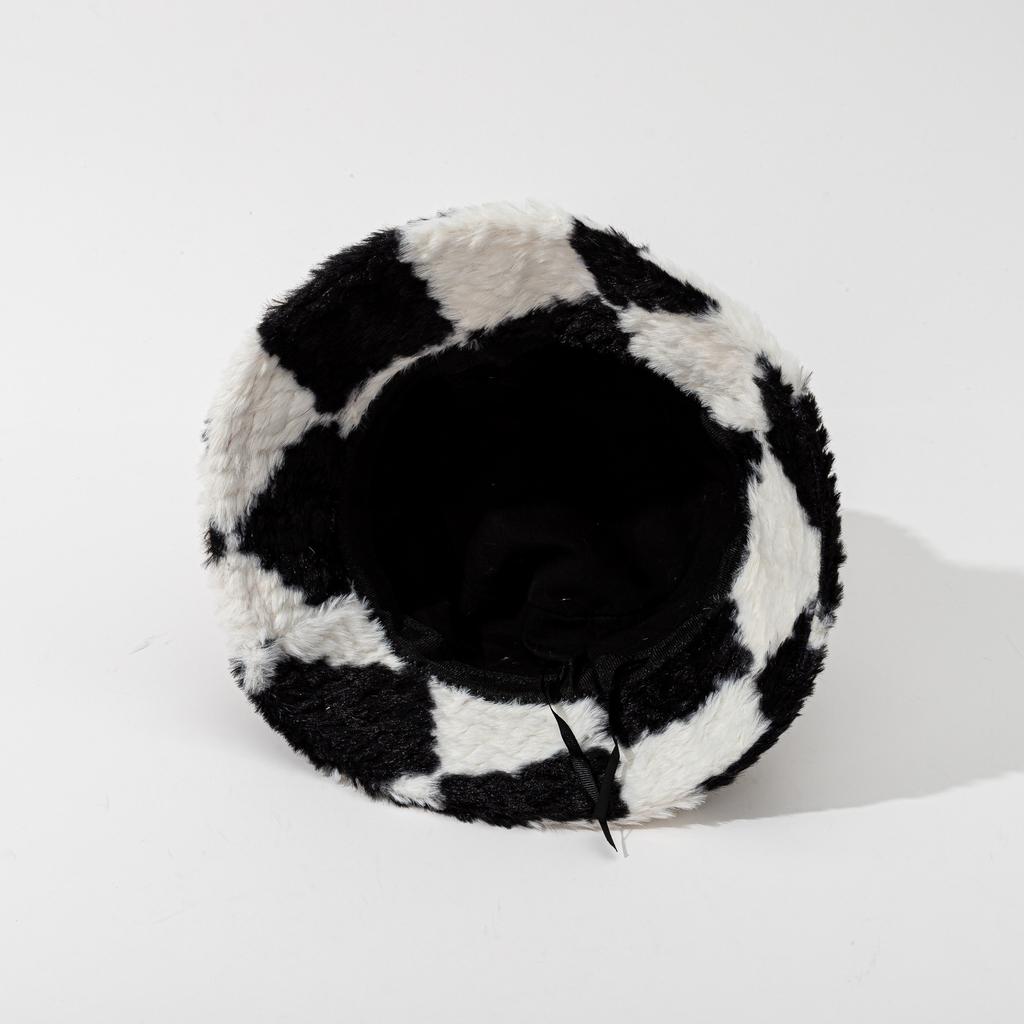 Große karierte Plüsch-Fischermütze für Männer und Frauen im Winter, vielseitige verdickte warme Ohrenschützmütze, modisch