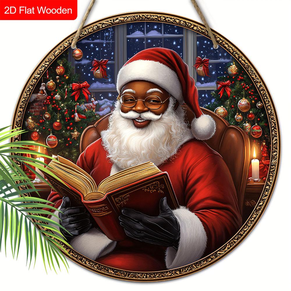 

Черный Санта Клаус Деревянный Рождественский Знак - Navidad Круглый Знак для Двора Двери Настенный Декор - Идеальное Рождественское Украшение 20cm/7.87in чёрный