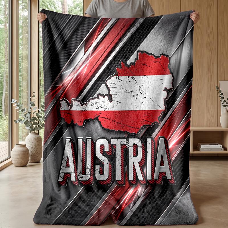 Austria Football Printed Flannel Blanket Skin Friendly Warm Decorative Throw for Indoor Couch Bed Daily Use