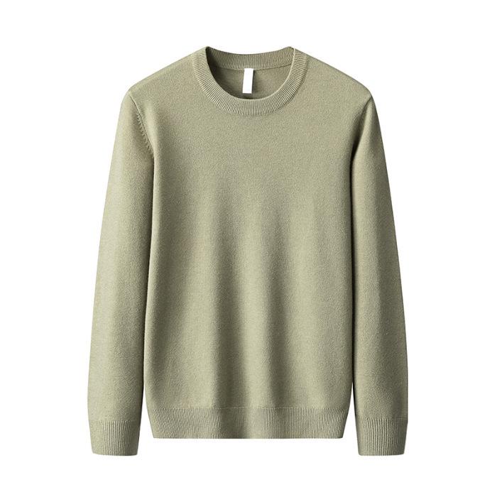 

Men s Slim Fit Crew Neck Sweater - Solid Color, Warm, Long-Sleeved Knitwear, American High-End Autumn/Winter Base Layer Medium