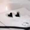 Luxury Shiny Zircon Black Love Heart Stud Earrings For Women Fashion Wedding Party Jewelry  Girls Gifts