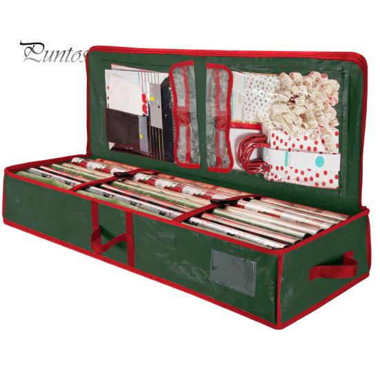 

Рождественская оберточная бумага для хранения, прочная мягкая полиэтиленовая тканая ткань, подарочная упаковка, сумка для хранения с гибкими перегородками и карманами зелёный