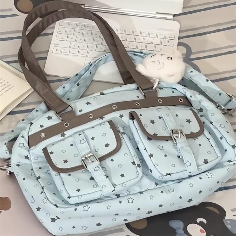 Thin Qiaoxing Cute Polka Dot Star Shoulder Bag Trend Class Bag Universal Canvas Bag Double Layer Transparent