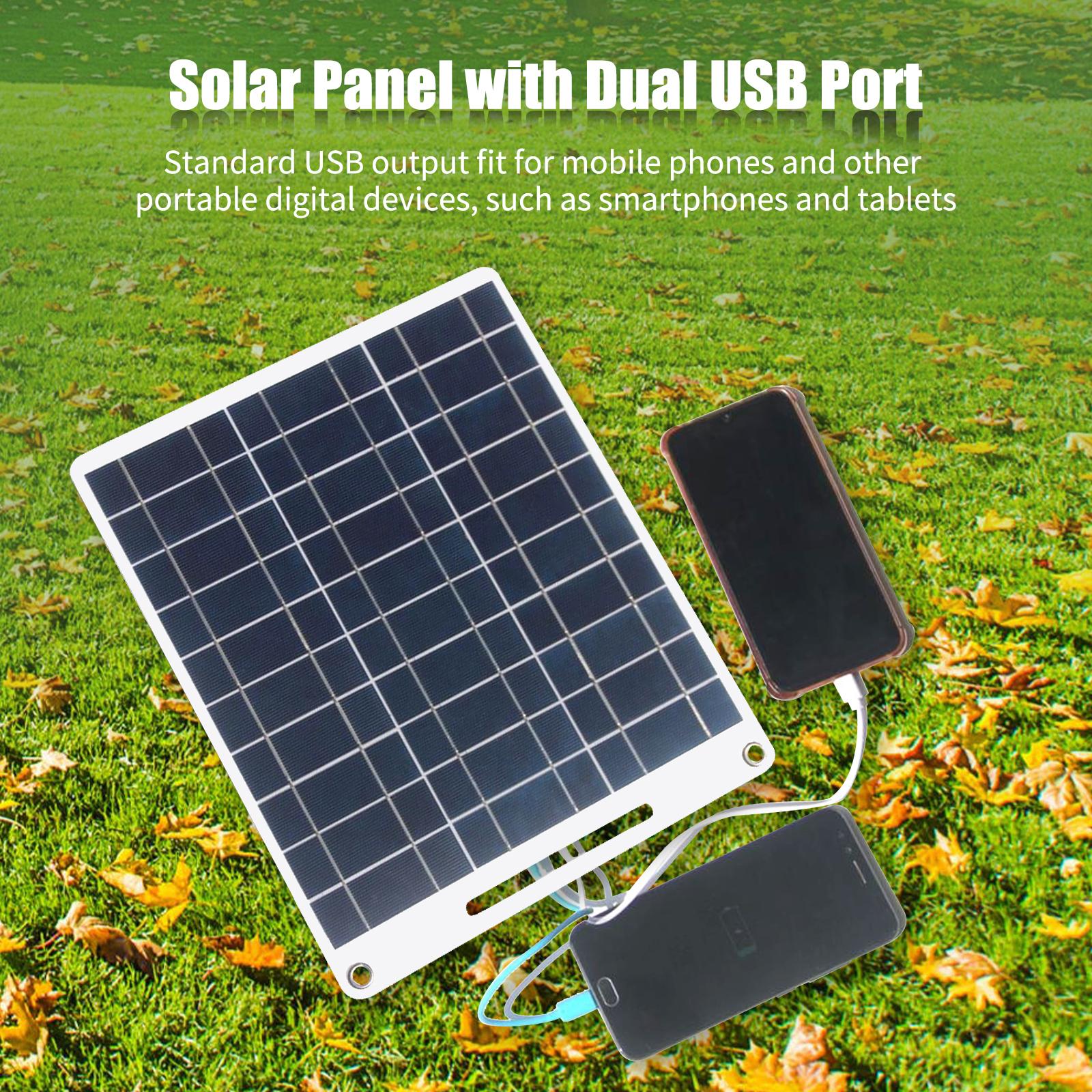 

13W 5V Solar Panel with Dual USB Port 2PCS Carabiner Polycrystalline Silicon Solar Cell for Outdoor Camping Climbing чёрный