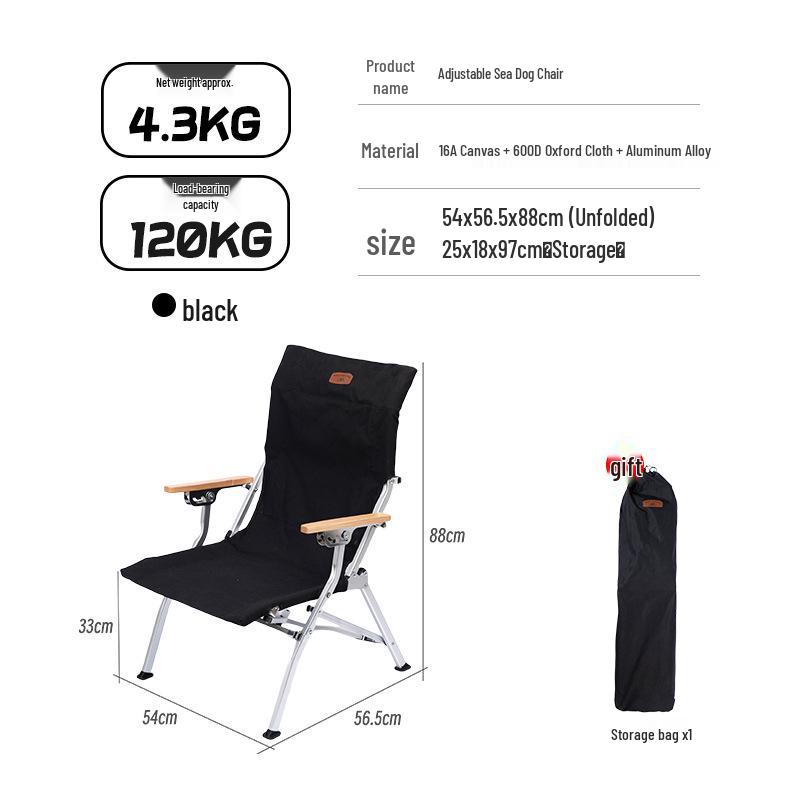 Adjustable Folding Camping Chair with Backrest for Outdoor Use