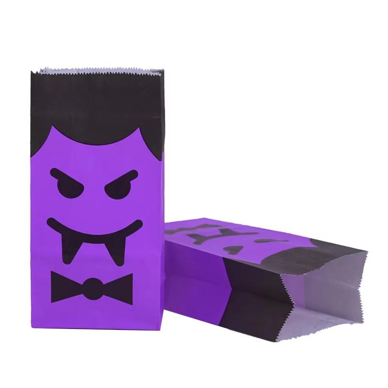 8/16/24pcs Flat Mouth Kraft Paper Bag Halloween Gift Packaging Storage Pumpkin Skull Party Gathering Candy Storage Bag TMZ