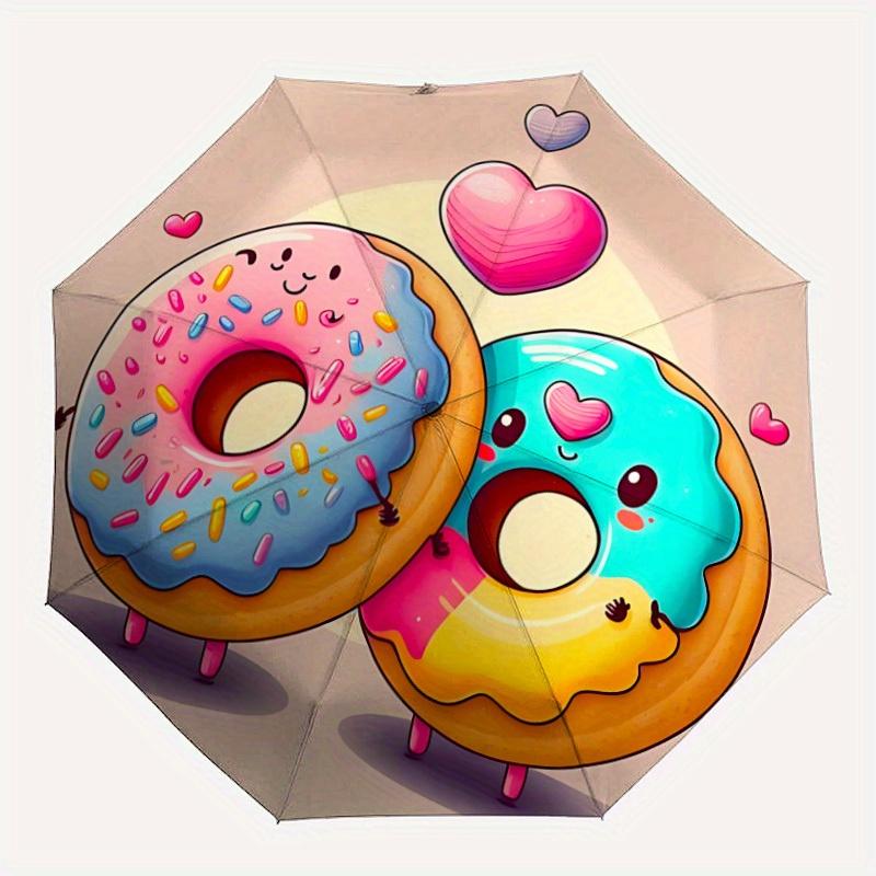 

1pc Donut Duo Automatic Umbrella High Quality Canopy, Portable Folding Umbrella with, Ideal Gift for - Travel 191