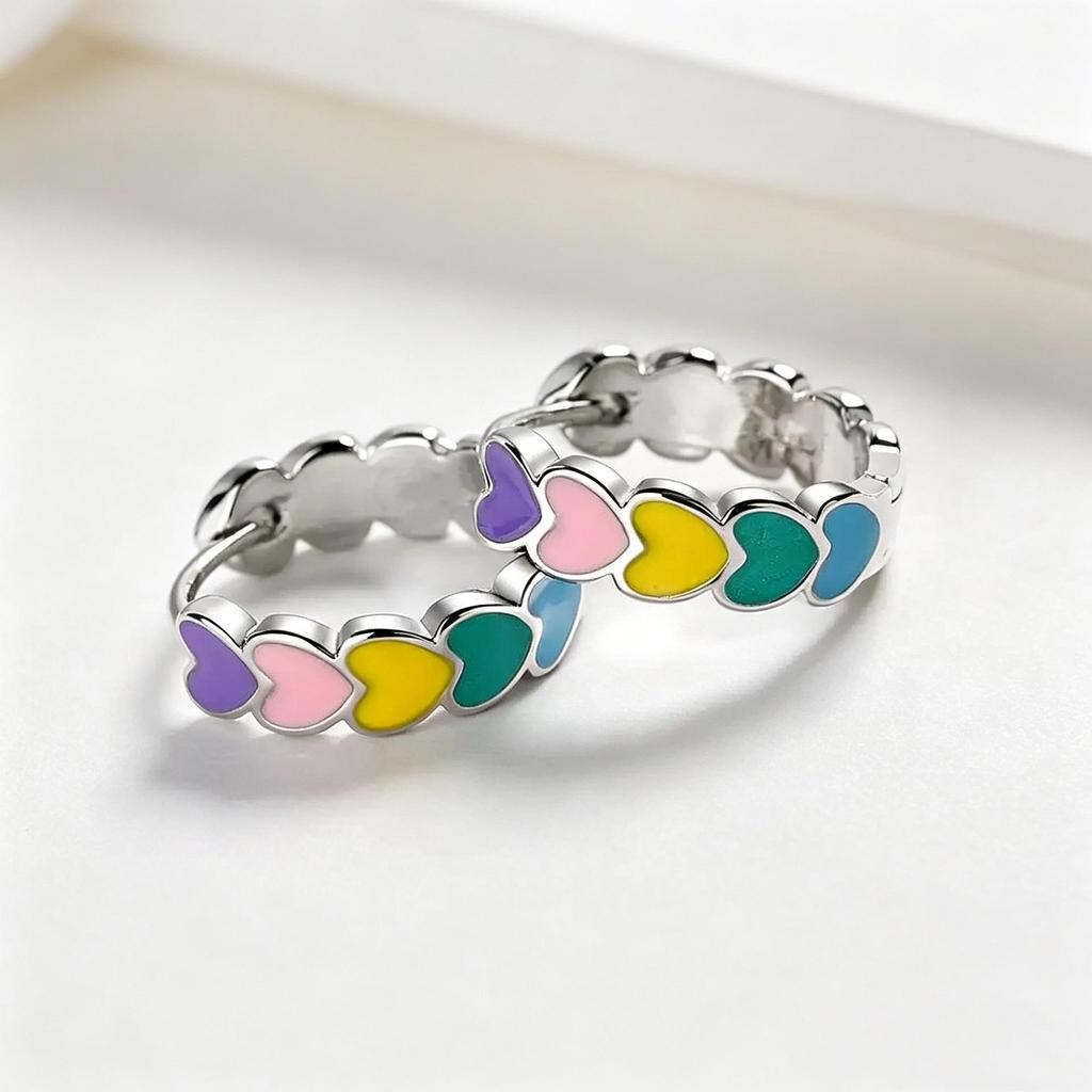 925 Sterling Silver Dopamine Heart Stud Earrings - Niche Design, Sweet Summer Style, Versatile Geometric Jewelry.