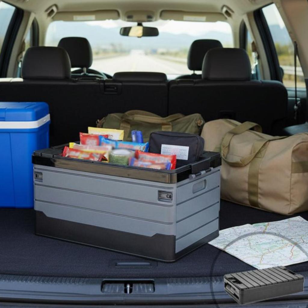 Foldable Storage Crate with Lid Sturdy Foldable Storage Box with Lid Foldable Car Organizer Reinforced Bottom for Camping