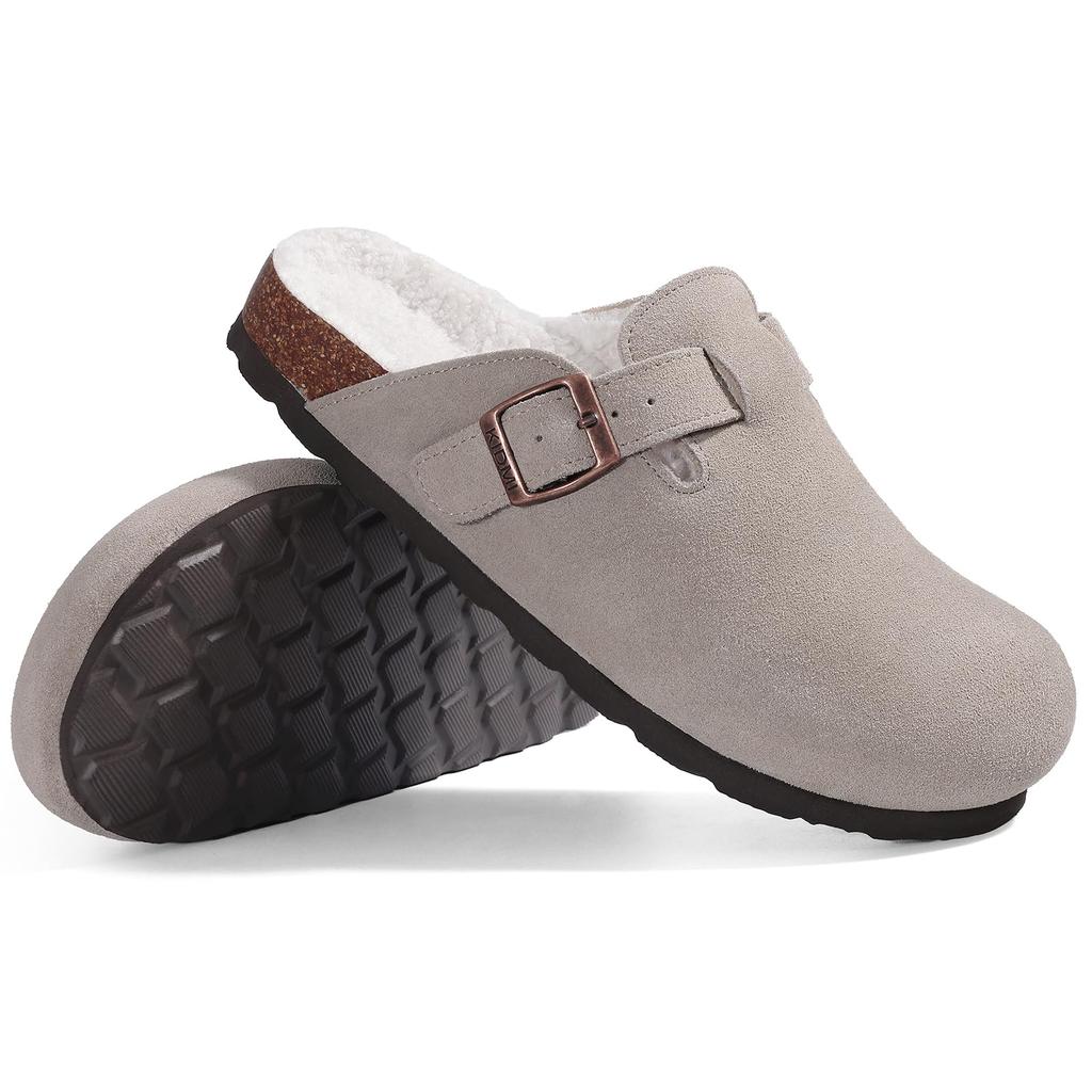 Módní Crestar Dámské semišové pantofle s kožešinovou podšívkou Dámské dívčí chlupaté korkové stélky Muly Pravá kůže Hovězí semiš Nazouvací Zimní bramborové boty