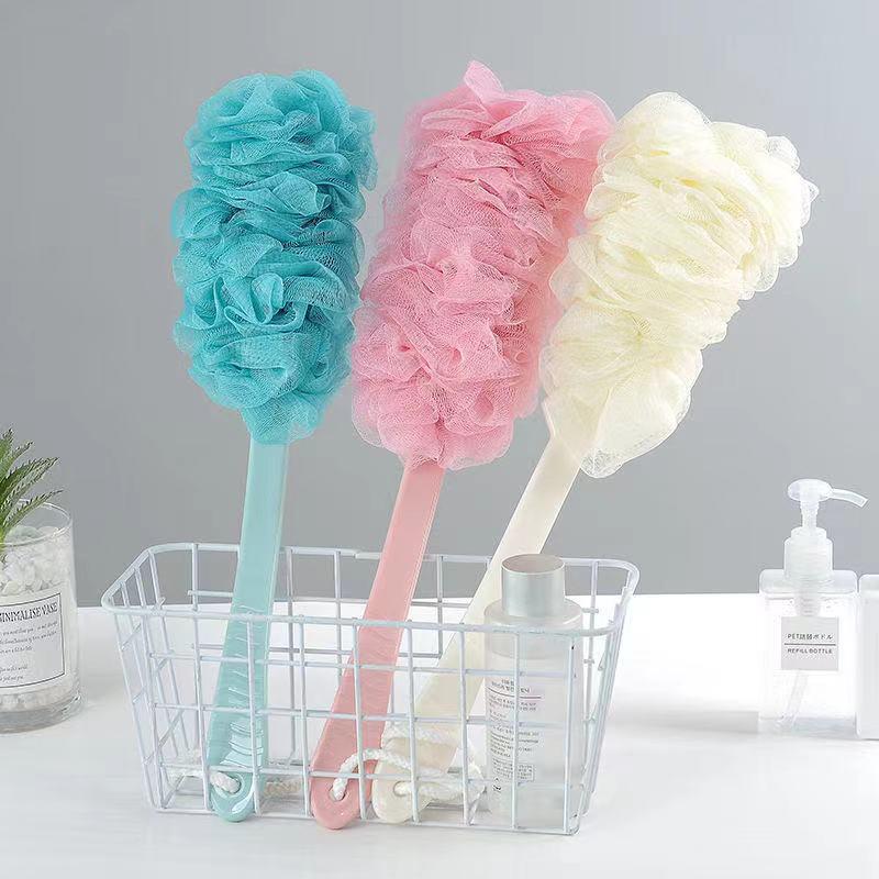 Long-Handled Bath Brush Set: Exfoliating Back Scrubber, Soaking Sponge, Bath Flower, Bath Ball.