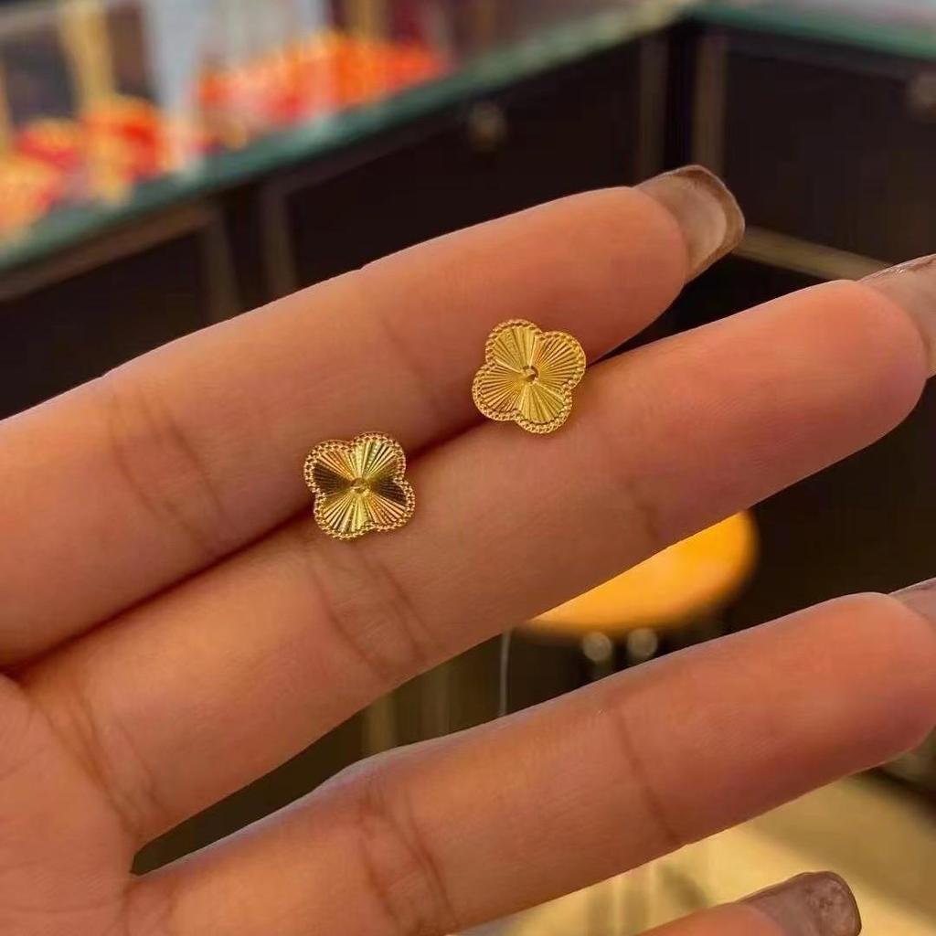 Shajin Schmuck Vierblättriges Kleeblatt Gold Simuliert Ohrstecker - Damen Leichte Luxus Accessoires