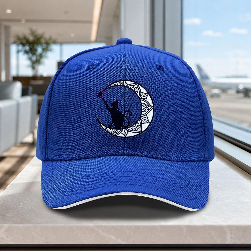 Unisexdala Moon Cat Adjustable Baseball Cap  Lightweight Unisex Printed Hat for Outdoor Weddings Parties