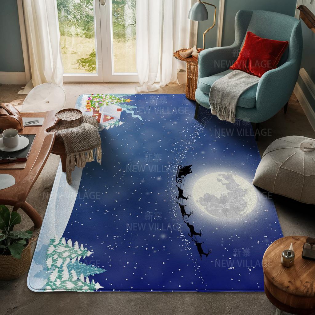 House Entrance Carpet Home Door Mat Living Room Bath Foot Bathroom Non-slip Water Absorption Rugs Bath Merry Christmas Winter