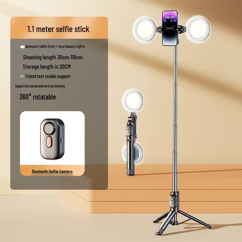 JC25 Portable Bluetooth Selfie Stick with Anti-Shake, Telescopic Tripod for Travel and Live Streaming Photography