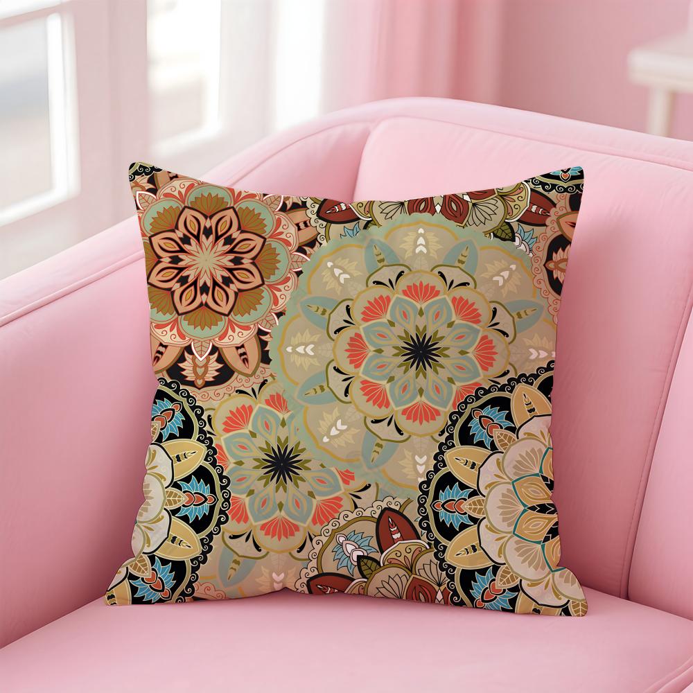 The Splendid Mandala Flower Design Cushion Cover Pillow Case Soft Skin Friendly Fabric Concealed Zipper