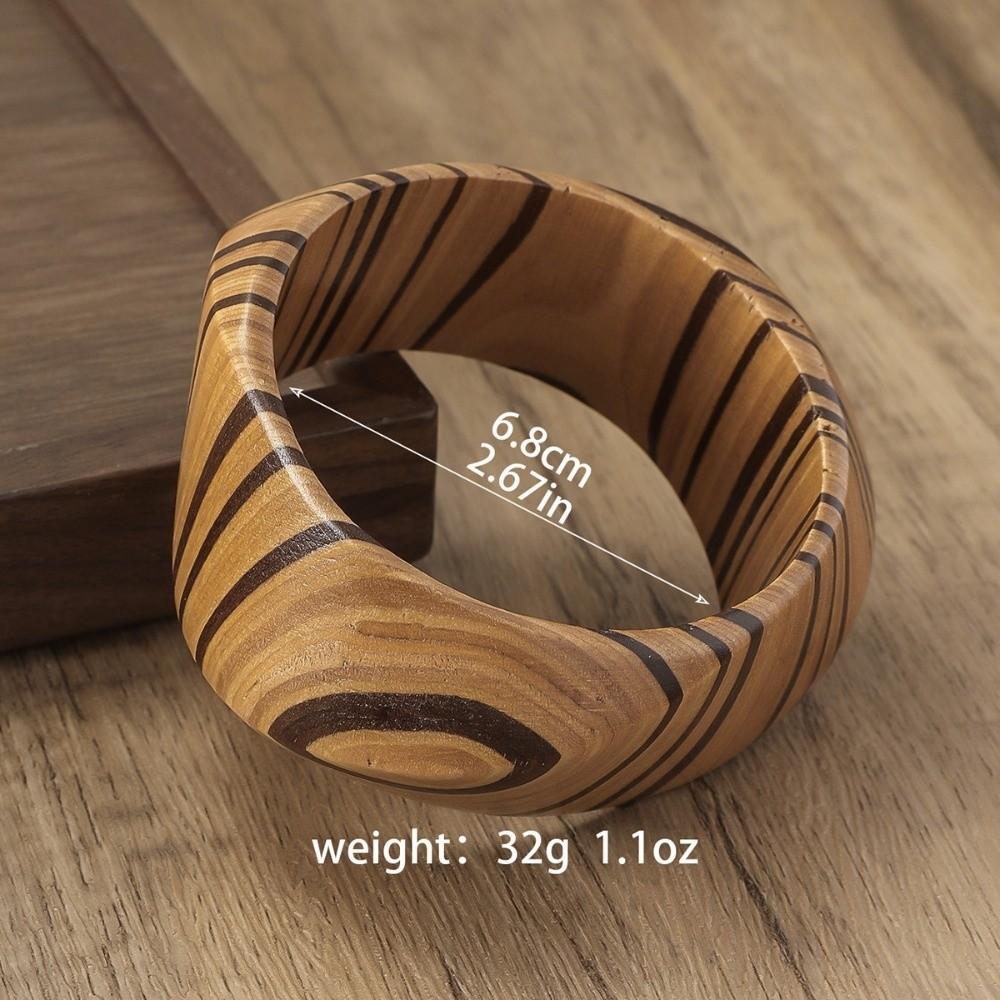 Square Wood Grain Bangle Geometric Burlywood Hand Ring Simple Wooden Bracelet  Daily
