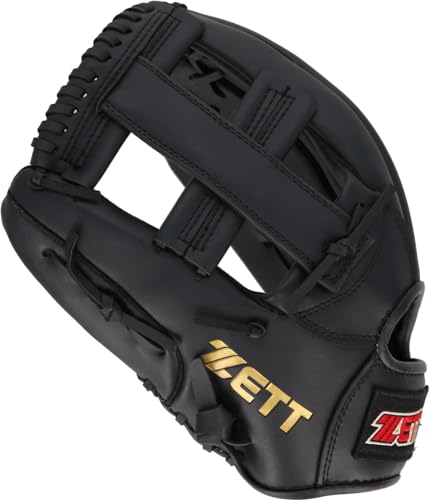 [Amazon.co.jp Exclusive] ZETT Catch Ball Glove for Beginners with Shock Absorbing Pads, 12-inch, Left-Handed Throw, Black (BDG3516VA)