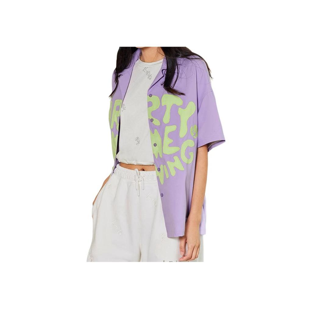 Li Ning Summer Party Graffiti Tie-Dye Letter Print Casual Shirt Women shirts Multicolor ASHS888-2