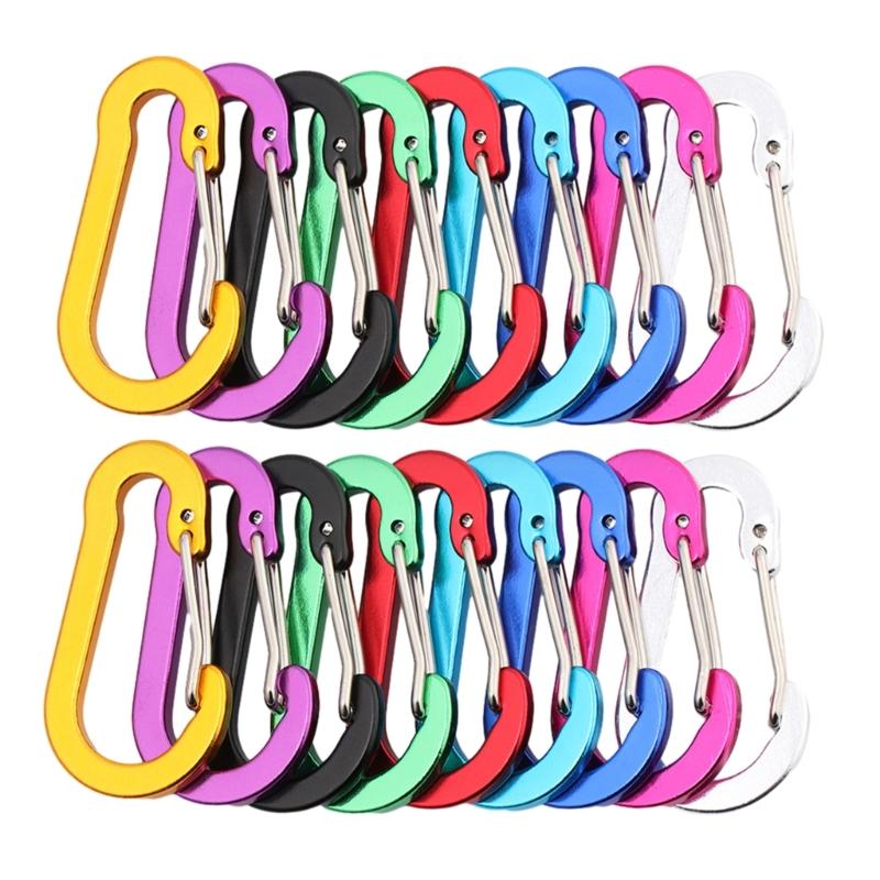 5Pcs D-Shape Carabiner Hook Multi-Uses Aluminum Alloy Snap Spring Carabiner Clip