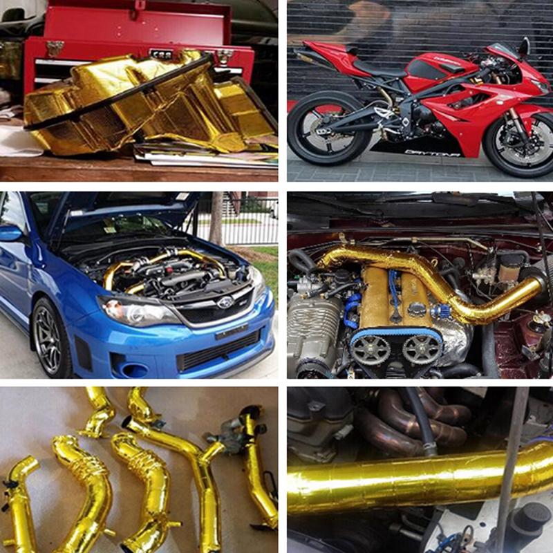 Gold/Silver Reflective Self-Adhesive Tape Universal Car Tuning Accessories Car Exhaust Heat Insulation Aluminum Foil Tape
