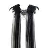 Halloween Black Feather Cloak Mesh Cloak Mid Length Dress for Stage and Performance Costumes Halloween Costume Decoration