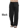 2025 Men's Summer Cotton Linen High Waist Drawstring Loose Fit Solid Color Pants Casual Trousers Plus Size Male Black Long Pants For Everyday Wear