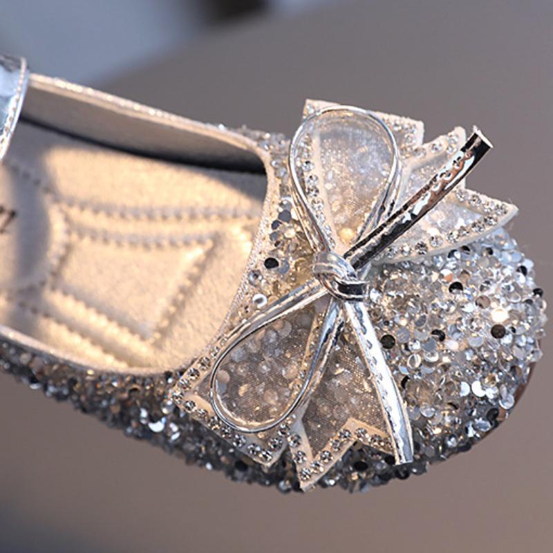 Girls Shoe Kid Shoes Leather Shoes Spring New Soft Sole Anti Slip Baby Single Shoe Water Diamond Princess Shoes Crystal Shoe