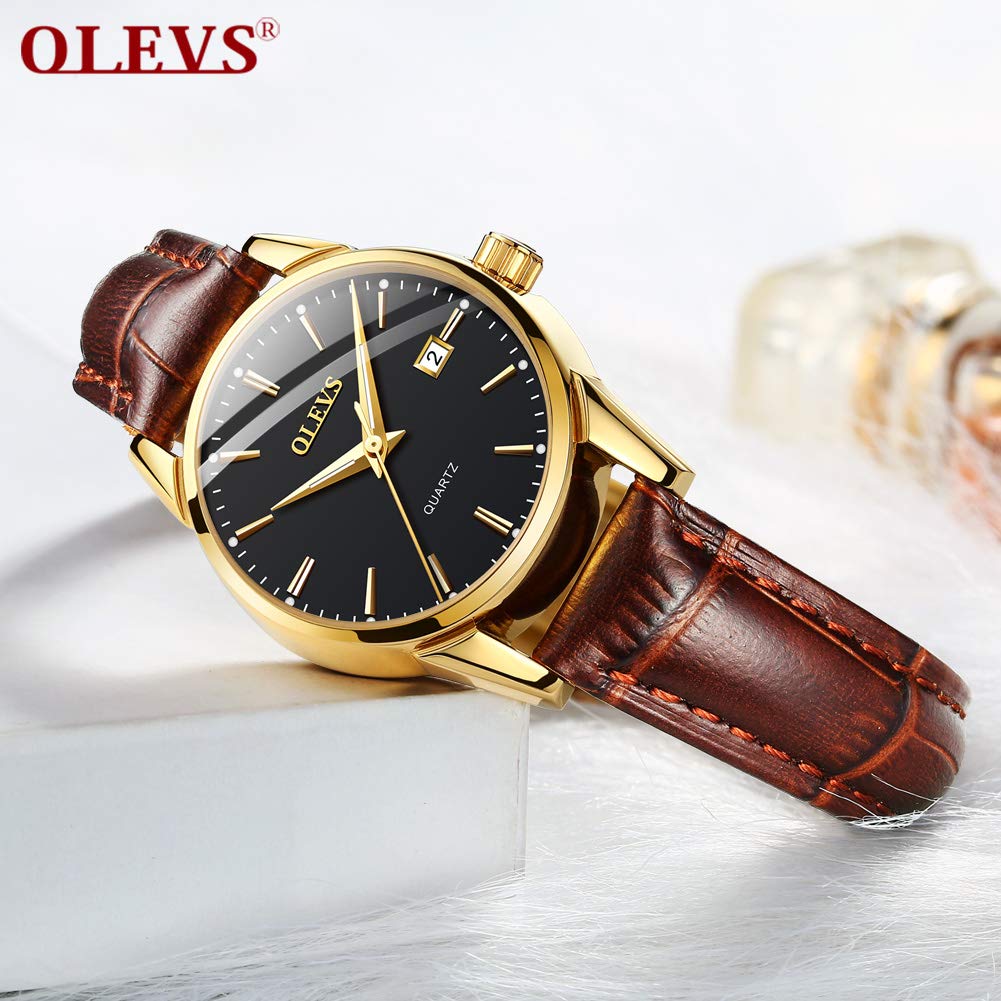 OLEVS Watch Leather Simple Easy To Suitable for High School Students and Women's - Stylish, Waterproof, Ultra-Thin, Strap, Analog, Small, Dial, Read,