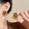 Bright Round Colorful Shell Flower Drop Earrings for Women Girls Vintage Small Stones Beaded Flower Stamens Jewelry Accessories