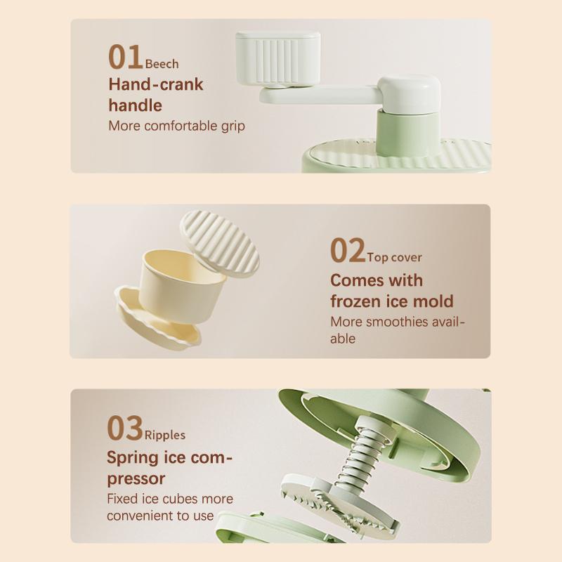 Shaved Ice Machine Small Manual Ice Crusher Home Hand-Cranked Machine Making Smoothie Machine Suitable For Outdoor Camping