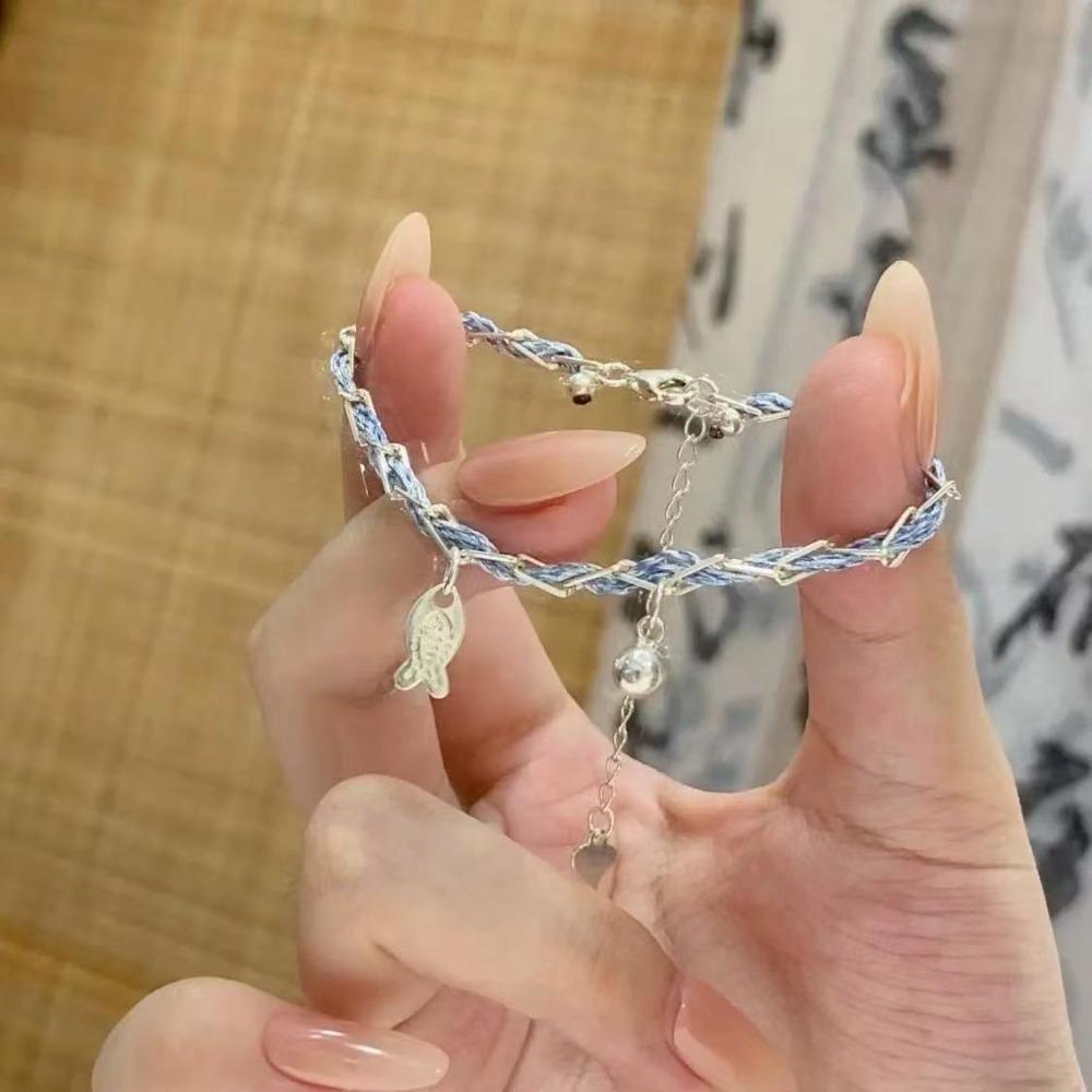 Simple Beaded Coiled Kitten Eating Fish Bracelet Cold Wind Temperament Niche Exquisite Versatile Bracelet