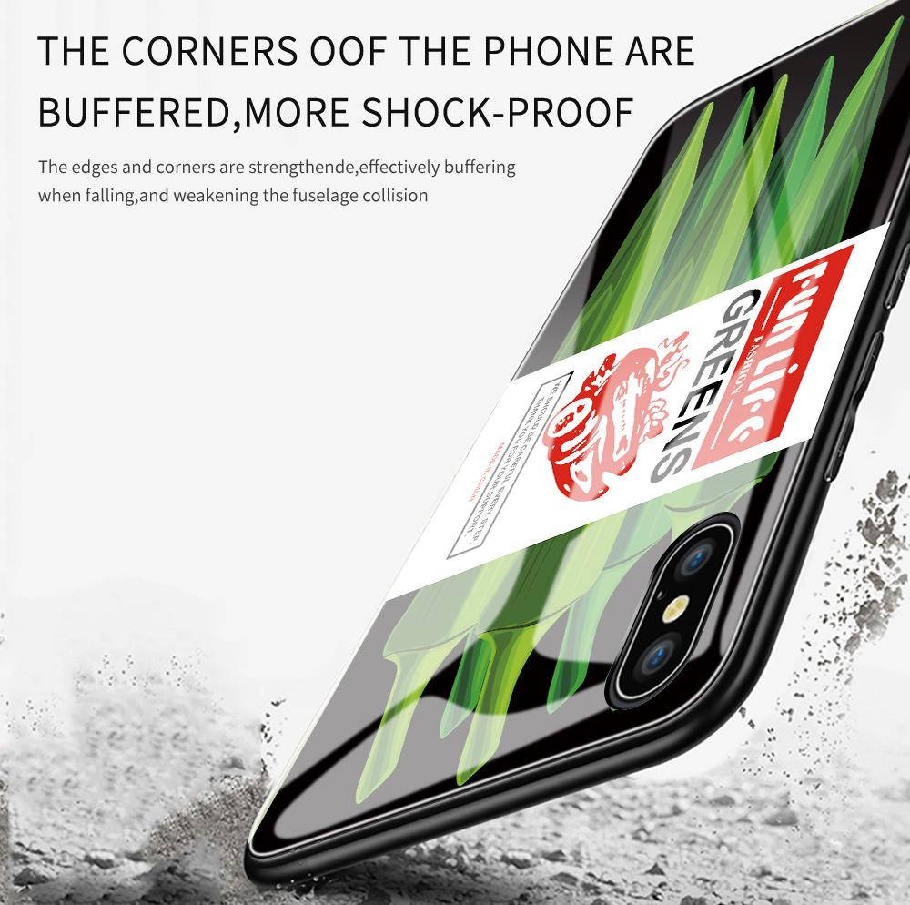 Tempered Glass Phone Case for iPhone Samsung Galaxy Infinix TPU Soft Edge Fashion Popular Food Patterns Shockproof Cover