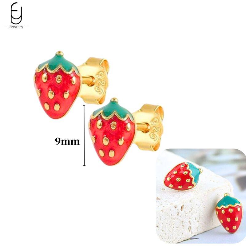 925 Silver Needle Cute Starfish/Shrimp Pendant Earrings Red Chili/ Star Enamel Gold Earrings For Women Fashion Jewelry