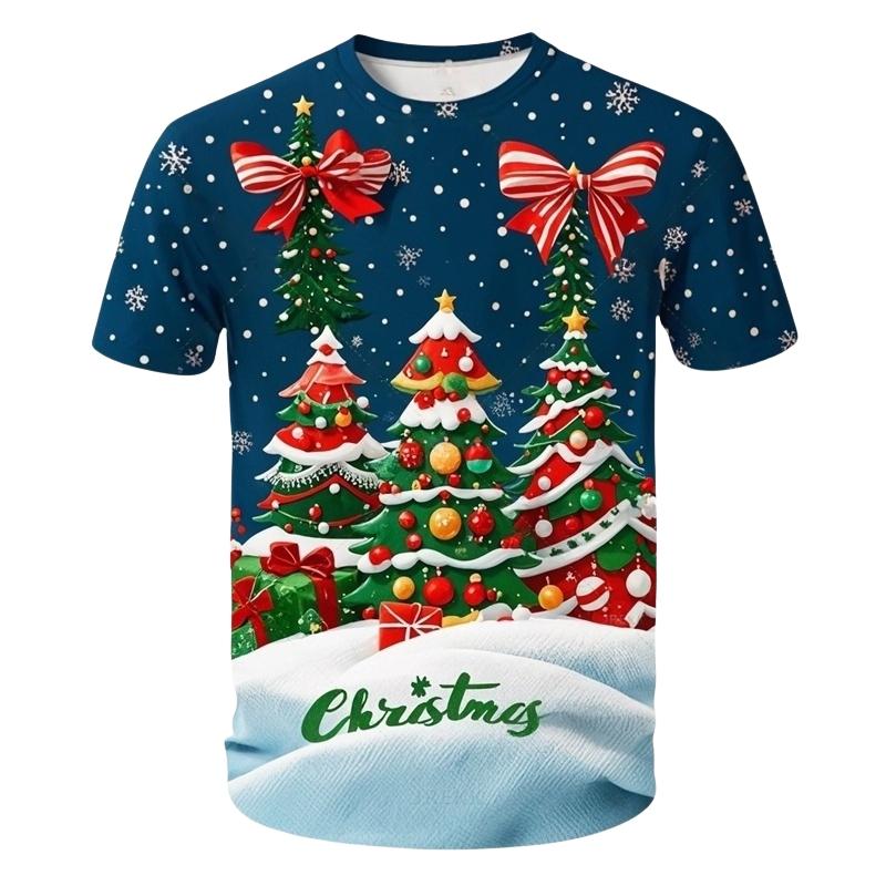 3D Print Santa Claus Christmas T-Shirt Short Sleeve Children's Holiday Celebration Clothing for Boys And Girls Kids' T-shirt