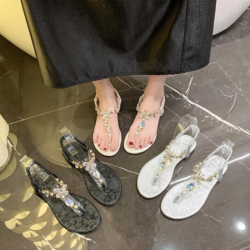 Summer Toe Sandals 2025 New High-quality Solid Color Non-Slip Women's Shoes 36-43 Large Size Banquet Sandals