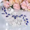 Unsutuo Bride Wedding Hair Comb Blue Rhinestone Bridal Hair Accessories for Wedding Hair Pieces for Women and Flower Girls