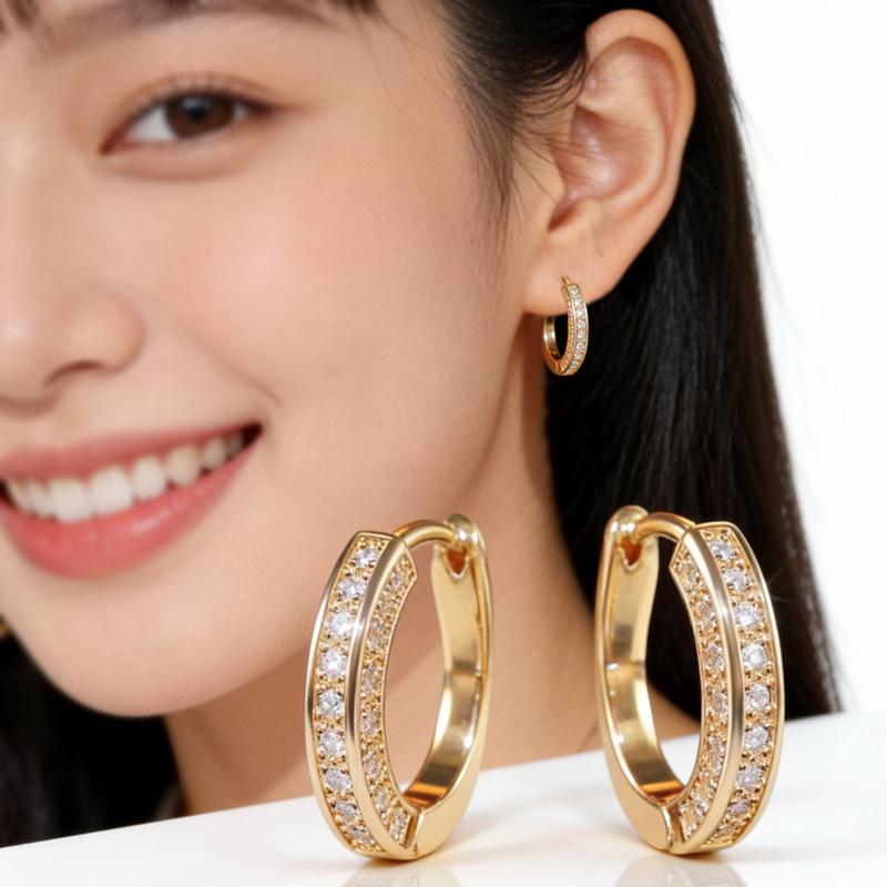 Popular U-shaped Geometric Zircon Ear Buckle, European and American Super Flash Full Diamond Earrings Ear Buckle Women