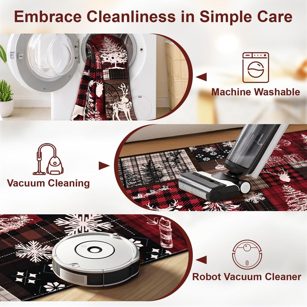 Christmas Entrance Carpet - Retro Snowflake Indoor Floor Mat - Anti-Slip Bathroom Floor Mat - Home Decoration