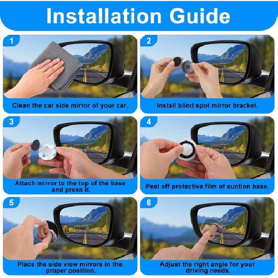 2X Blind Spot Mirror Auto 360° Wide Angle Convex Rear Side View Car Truck SUV