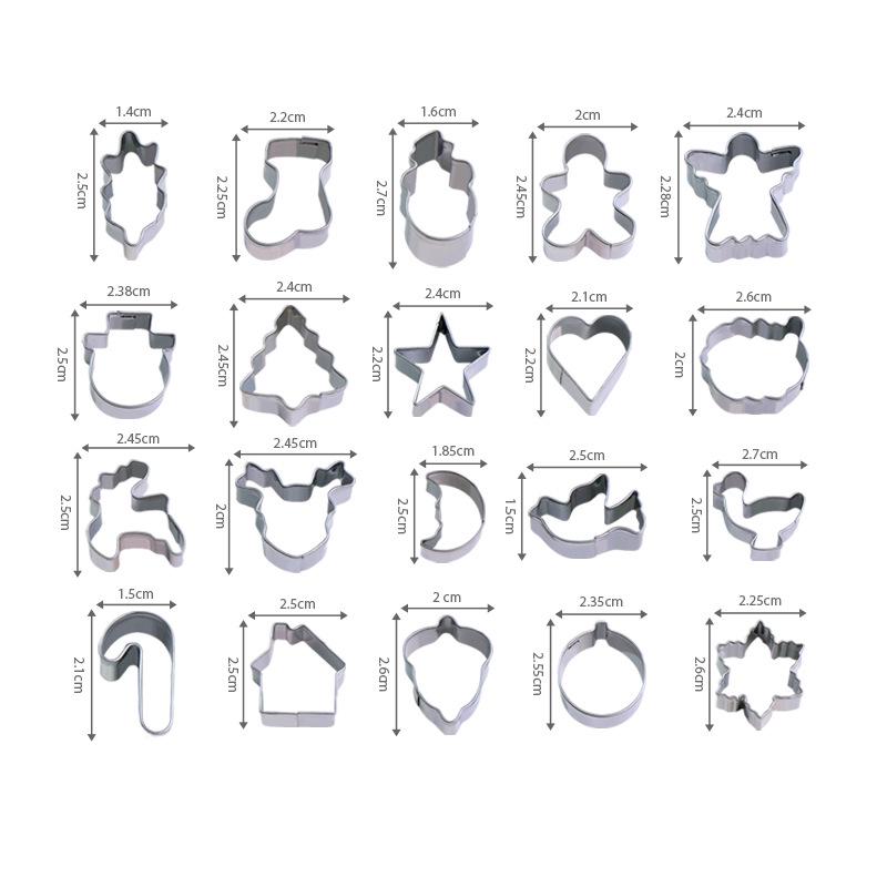 20-Piece Christmas Cookie & Cake Molds Set - DIY Stainless Steel Snowflake & Tree Designs