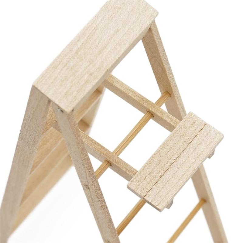 Dollhouses Miniature Ladder 1/12 Scale Foldable Step Ladder for Dollhouses Construction Site and Craft Project Decoration
