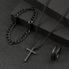 Men's Necklace Cross Jewelry Chain Ring Bracelet Necklace 3-piece Set