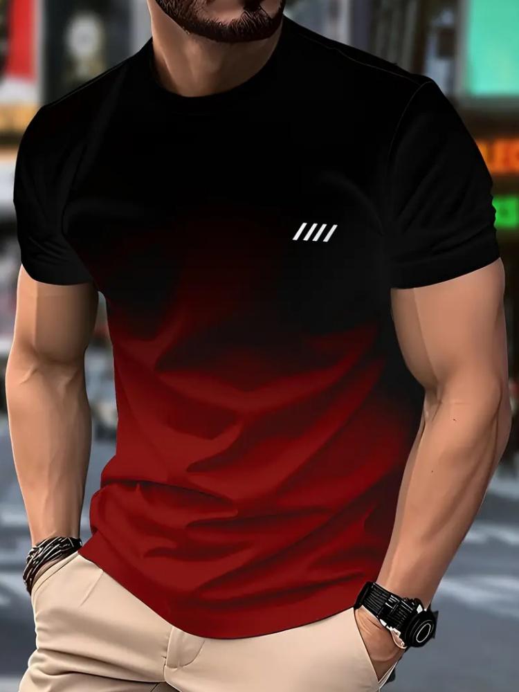 Simple Printed Men's Fashion Loose-fit T-shirt, Summer Outdoor Breathable Men's Top