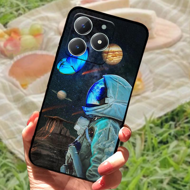 For Realme C61 4G Case Fashion Cartoon Black Silicone Soft TPU Back Cover For Oppo Realme C63 Protective Fundas Coque Cases