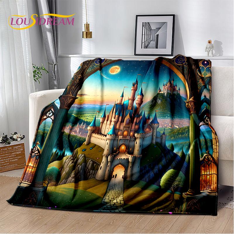 Fairyland Fairy Tale Castle Mysterious Gothic Dream Cartoon Soft Blanket,Soft Throw Blanket for Home Bedroom Bed Sofa Child Gift