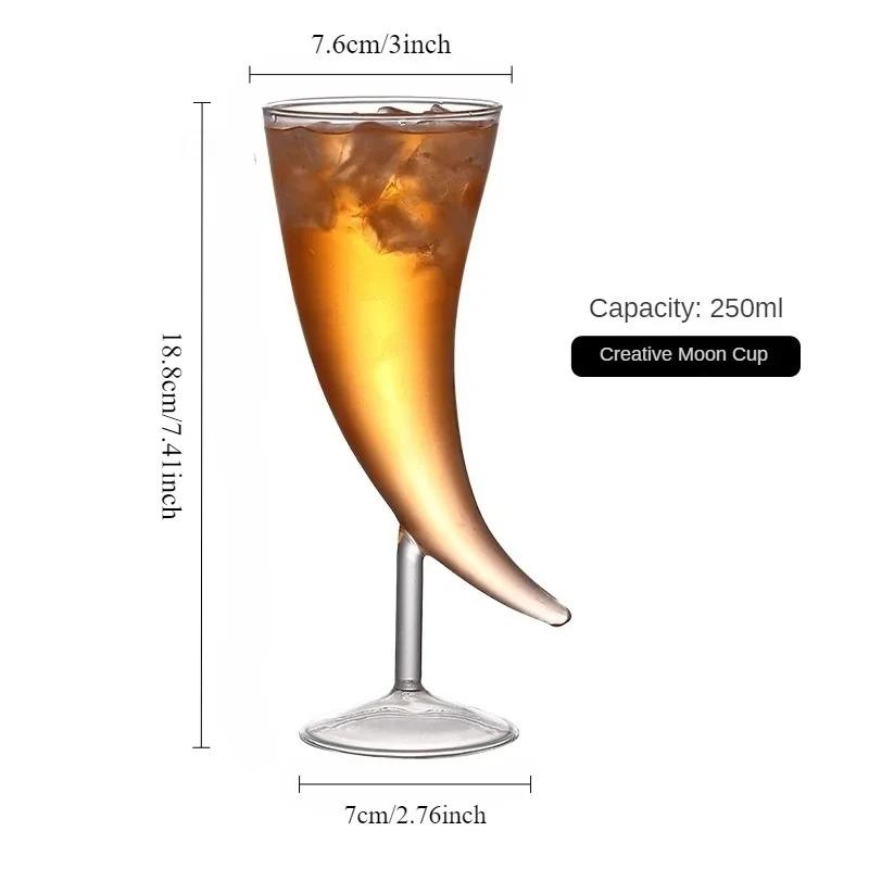 Kreativt Glas Månkopp & Hornformat Martiniglas Set - Trendig Unik Design för Cocktailparty, Bröllop & Heminredning