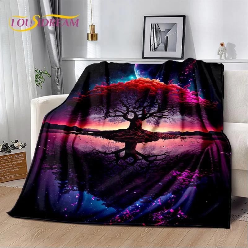 Nordic Mythology Yggdrasil Nature Tree of Life Blanket,Flannel Soft Throw Blanket for Home Bedroom Bed Sofa Picnic Office Kids