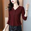 Women Slim Fit V Neck Long Sleeve Casual Basic Base Layer T Shirt Top
