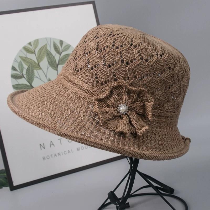 Sun Protection Hat For Women With Embroidered Flower Pattern Outdoor Summer Foldable Breathable Polyester